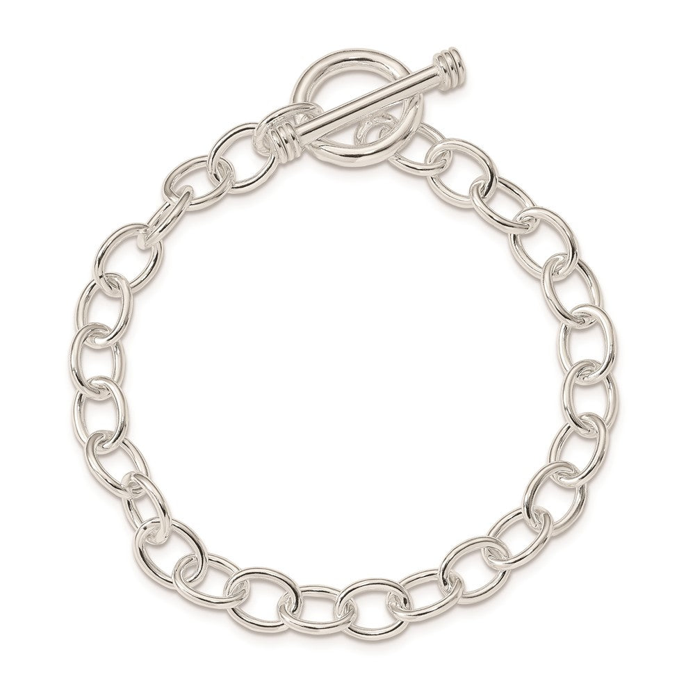 Sterling Silver Polished Fancy Link Toggle Bracelet 7.5 inches