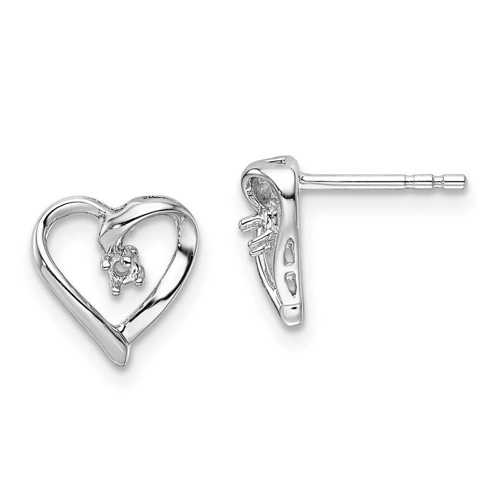 14k White Gold Fancy Diamond Heart Earring Mountings