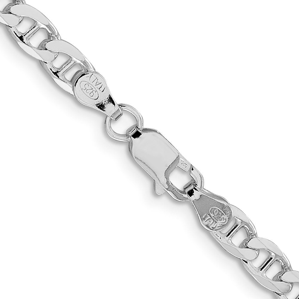 Sterling Silver Rhodium-plated 4.65mm D/C Flat Anchor Curb Chain 22 Inches