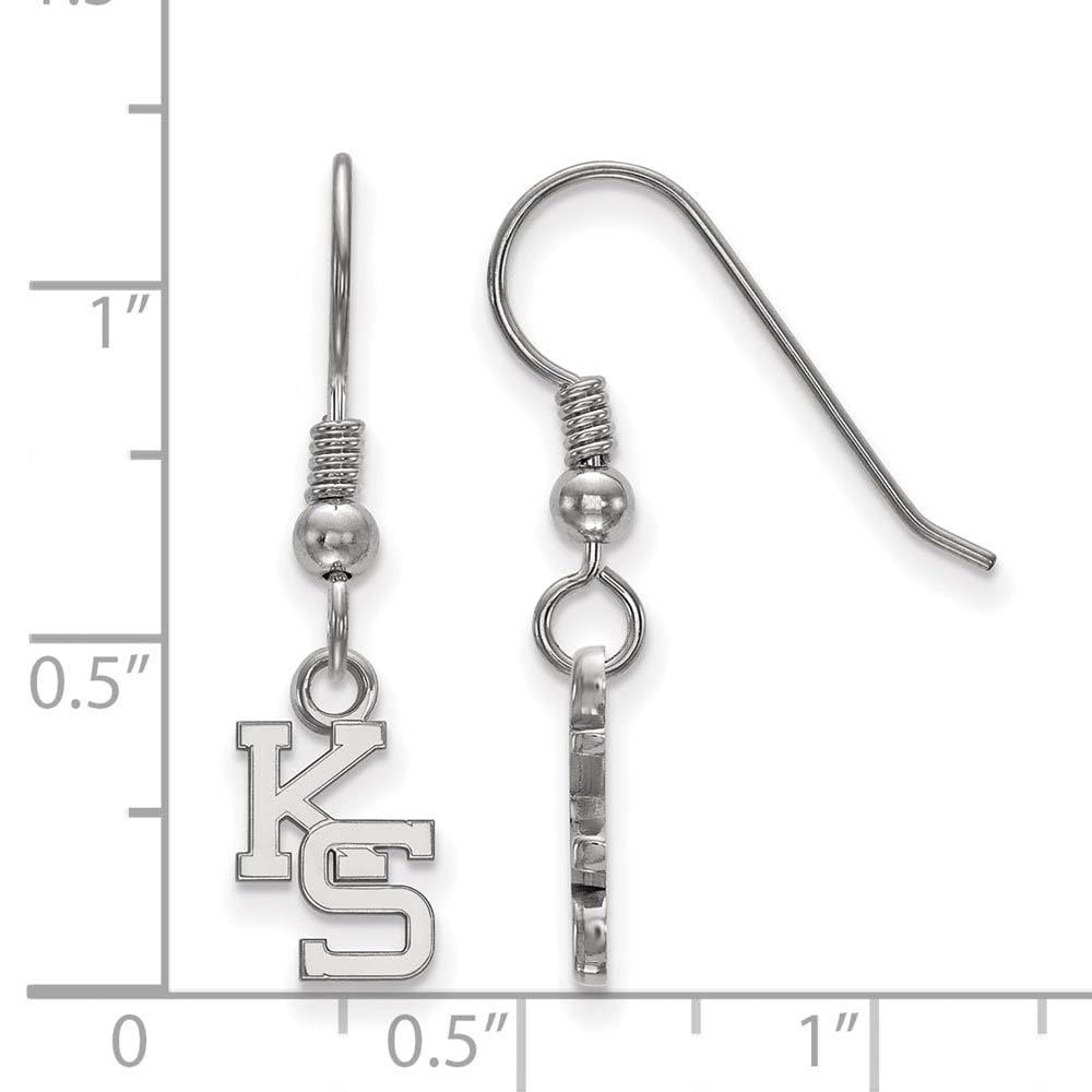 Sterling Silver Rhodium-plated LogoArt Kansas State University K-S Extra Small Dangle Wire Earrings QSS048KSU