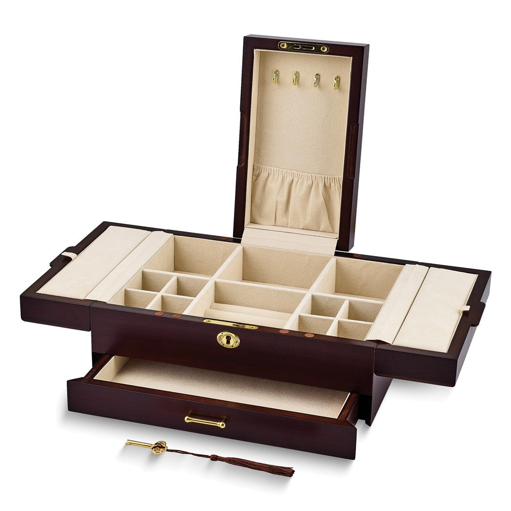 Luxury Giftware Walnut Veneer and Matte Finish Wooden Velour Lining Jewelry Box