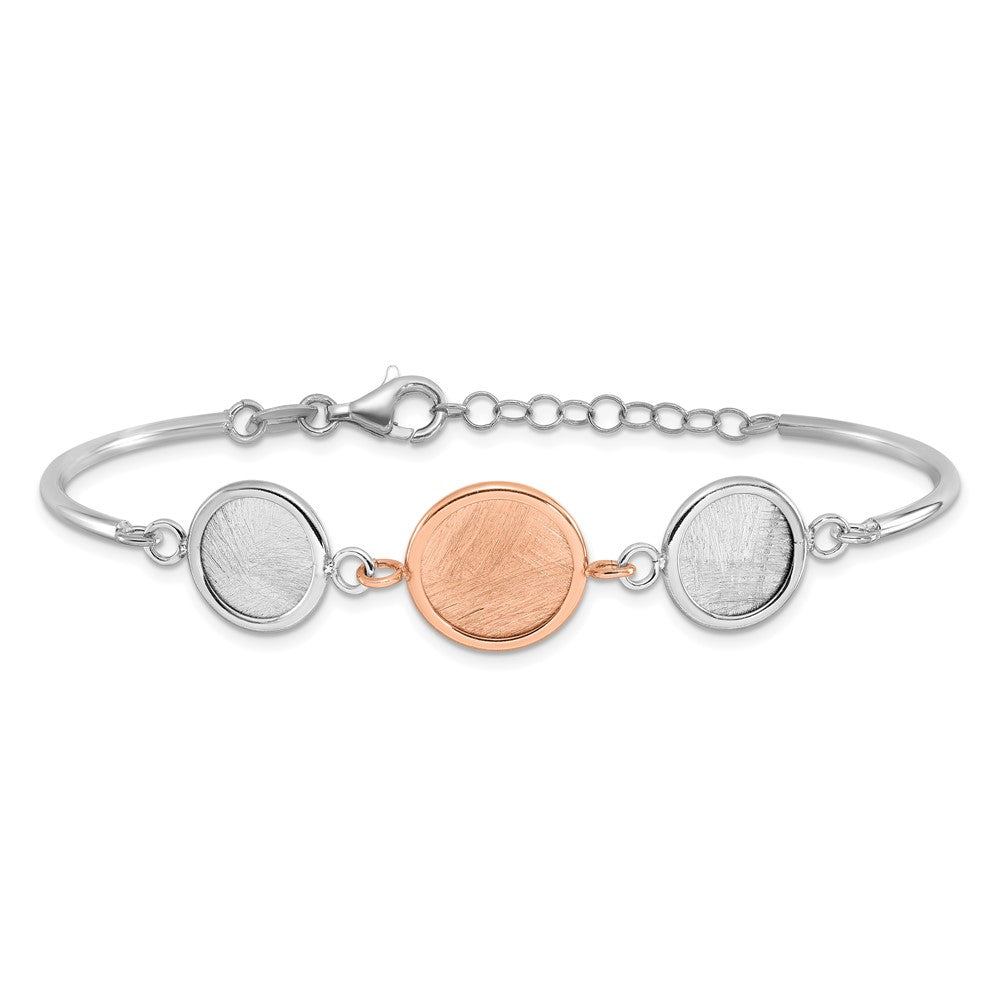SS Rh-plat/Rose-tone Radiant Essence Polished/Scratch Bracelet 6  inches