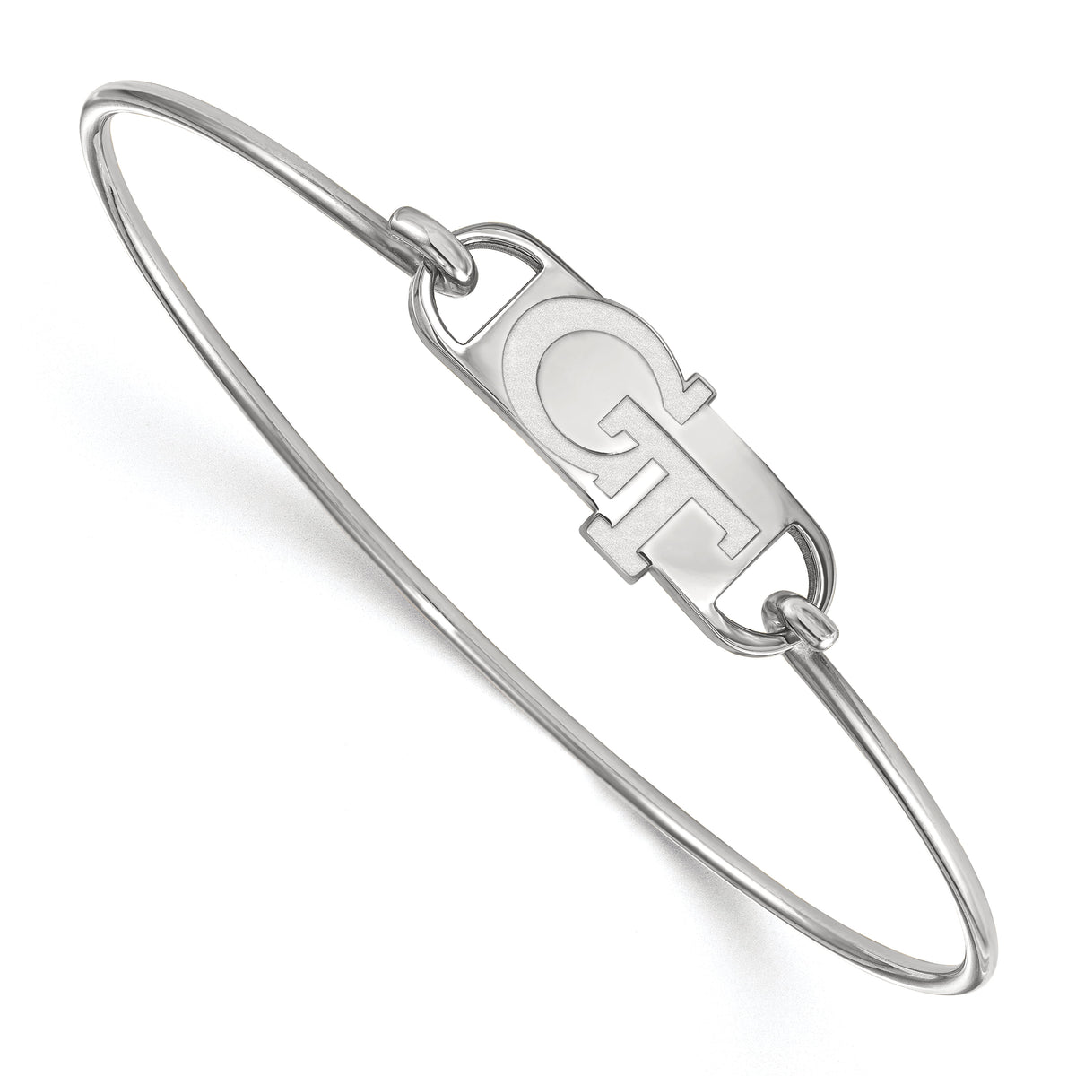 Sterling Silver Official Licensed Collegiate 7in Georgia Institute of Technology (GT) Small Ctr Wire Bang