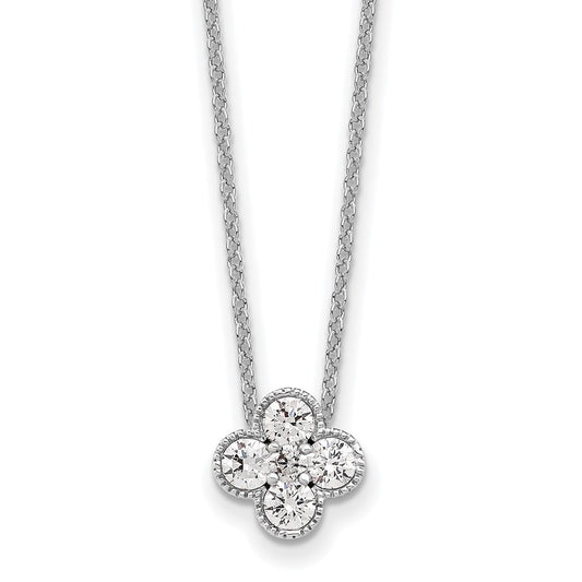 True Origin 14k White Gold 1/2 carat Lab Grown Diamond VS DEF 18 inch Bloom Floral Pendant Necklace