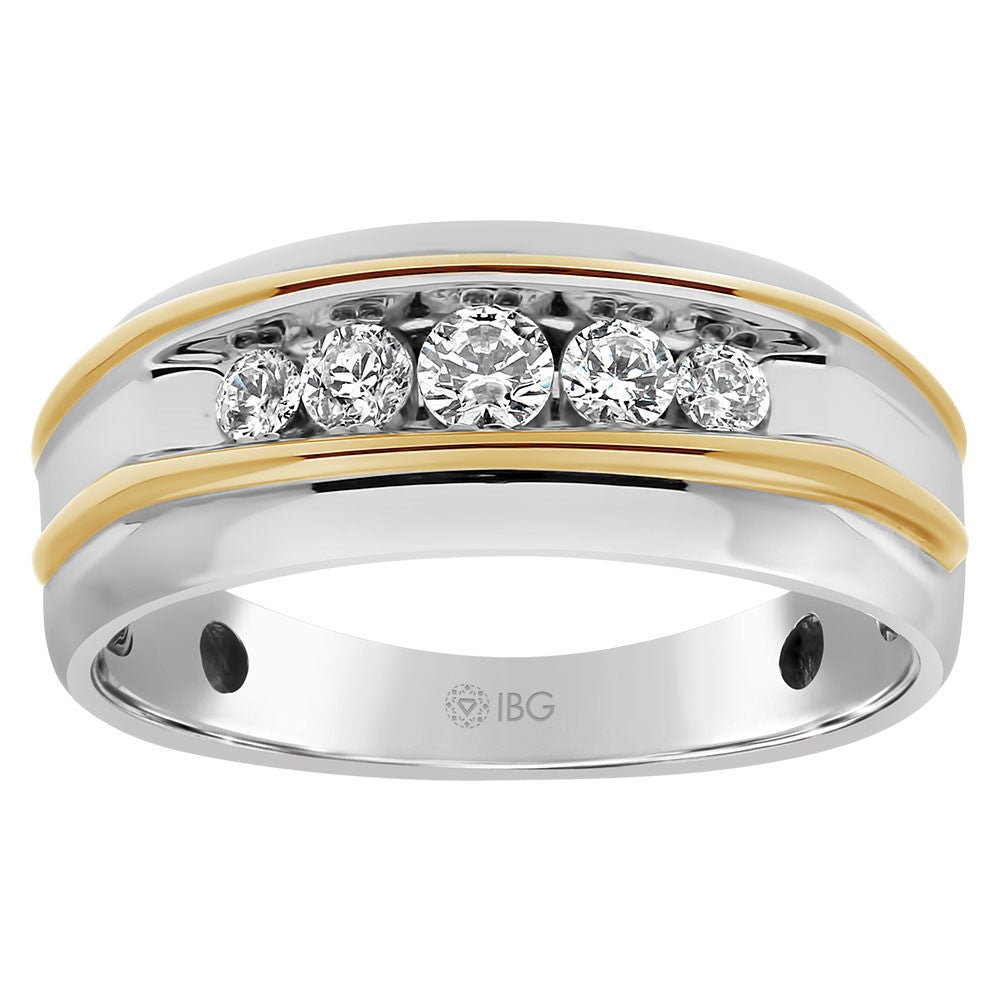 SS/GP Gold 1/2 ctw Fancy Men's CZ Band