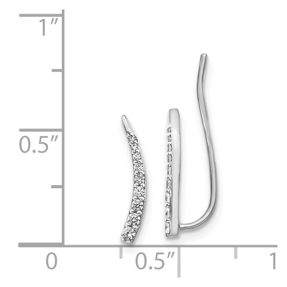 14k White Gold Diamond Ear Climber Earrings