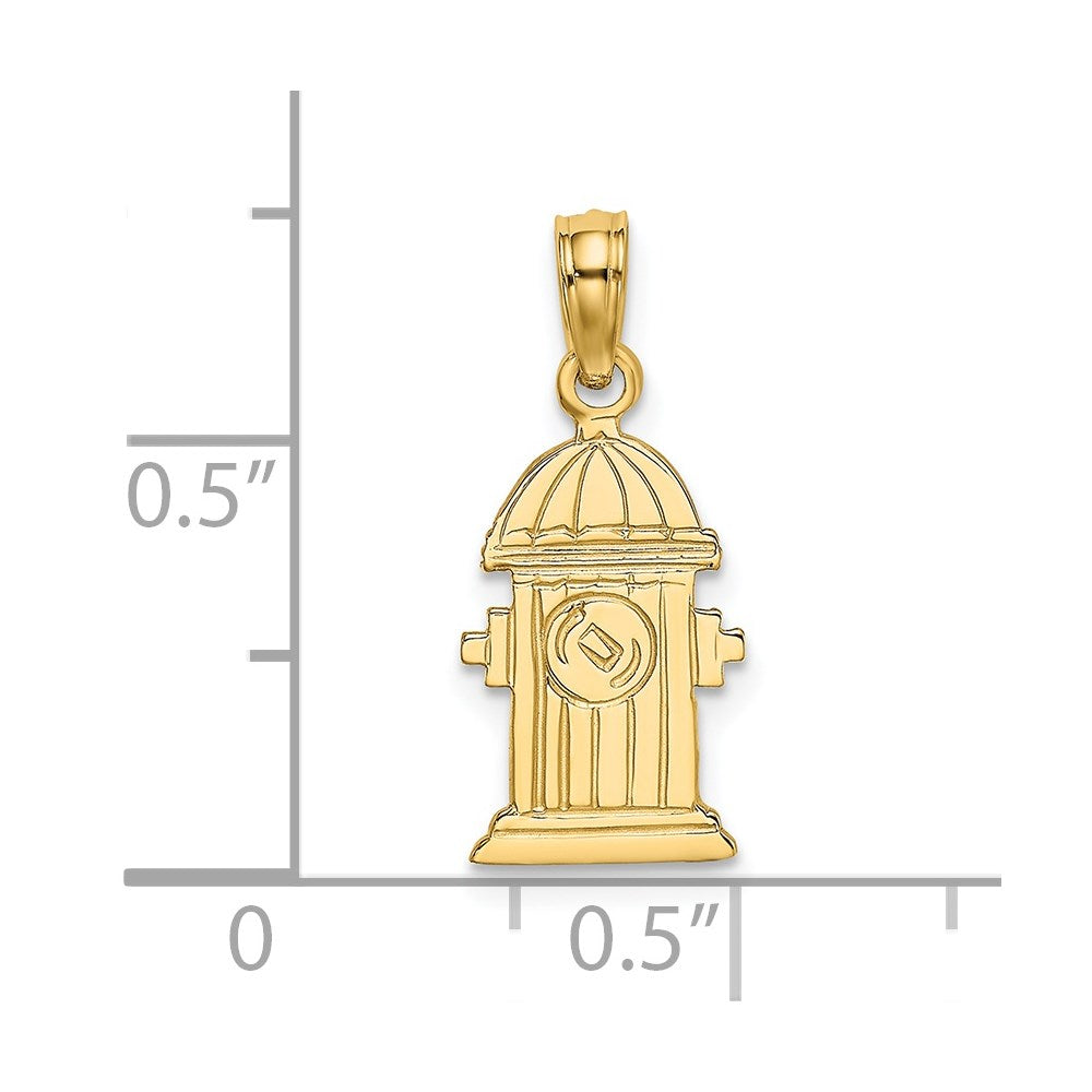 14K Polished Engraved Fire Hydrant Charm