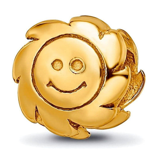 Sterling Silver Gold-plated Reflections Smiling Sun Bead