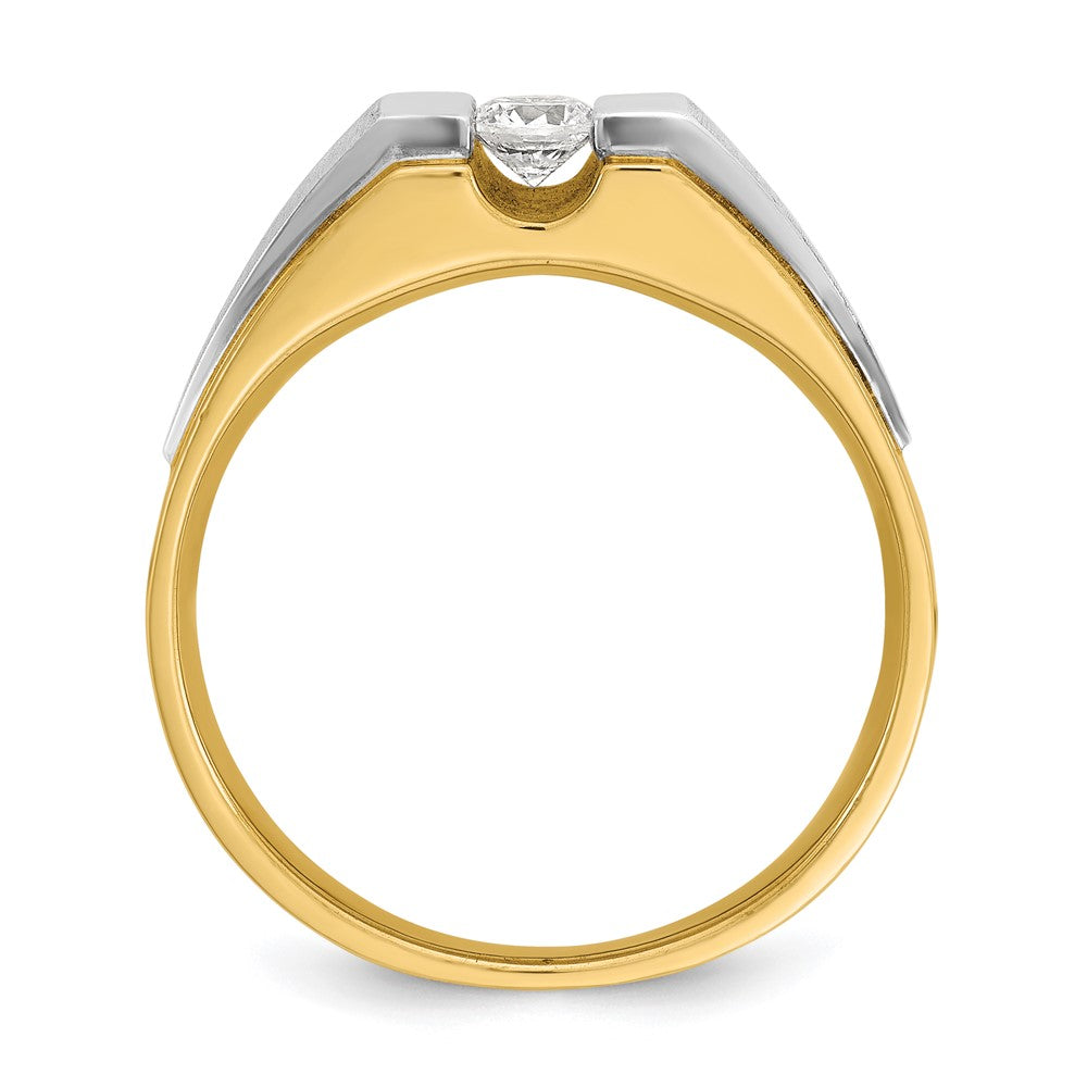 14k Two-tone IBGoodman Men's Polished and Satin 1/4 carat Diamond Complete Ring