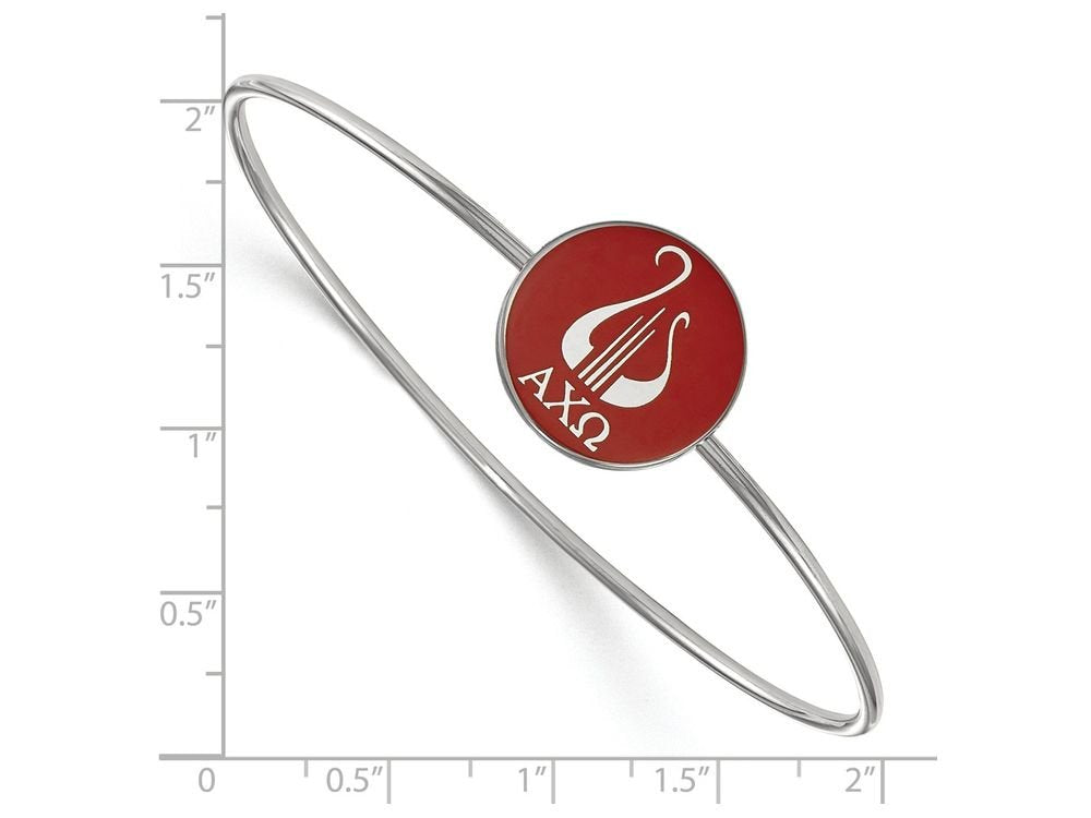 Sterling Silver Official Licensed Greek Sororities 7in Alpha Chi Omega (???) Enameled Slip-on Bangle
