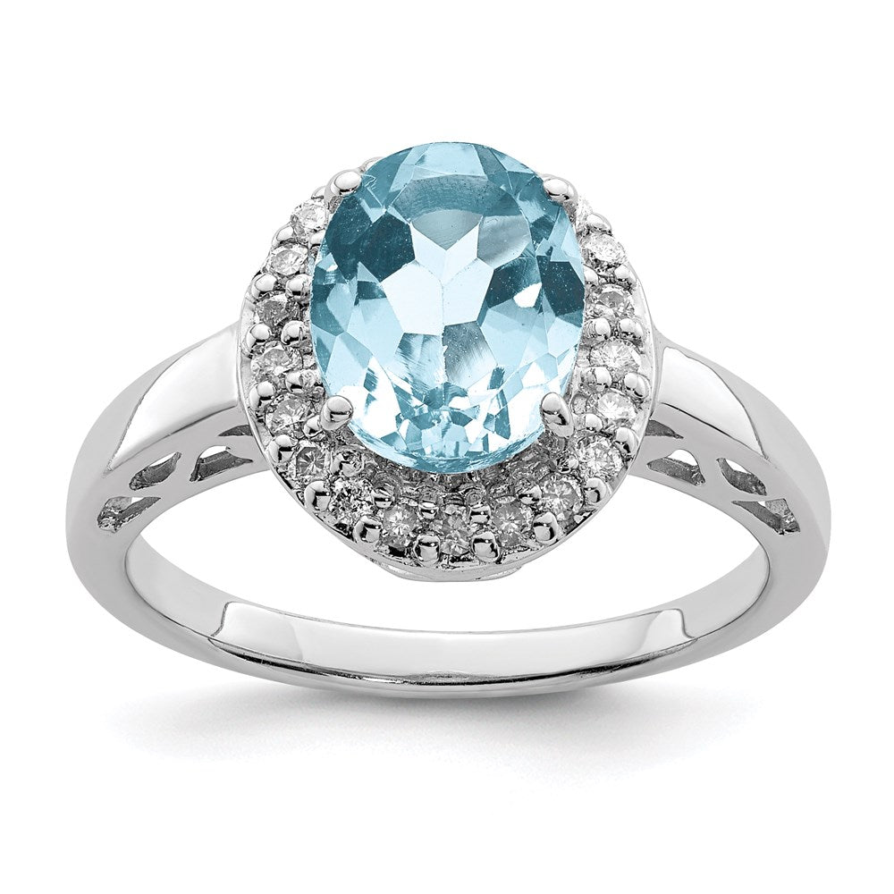 Sterling Silver Rhodium Sky Blue Topaz & Diam. Ring