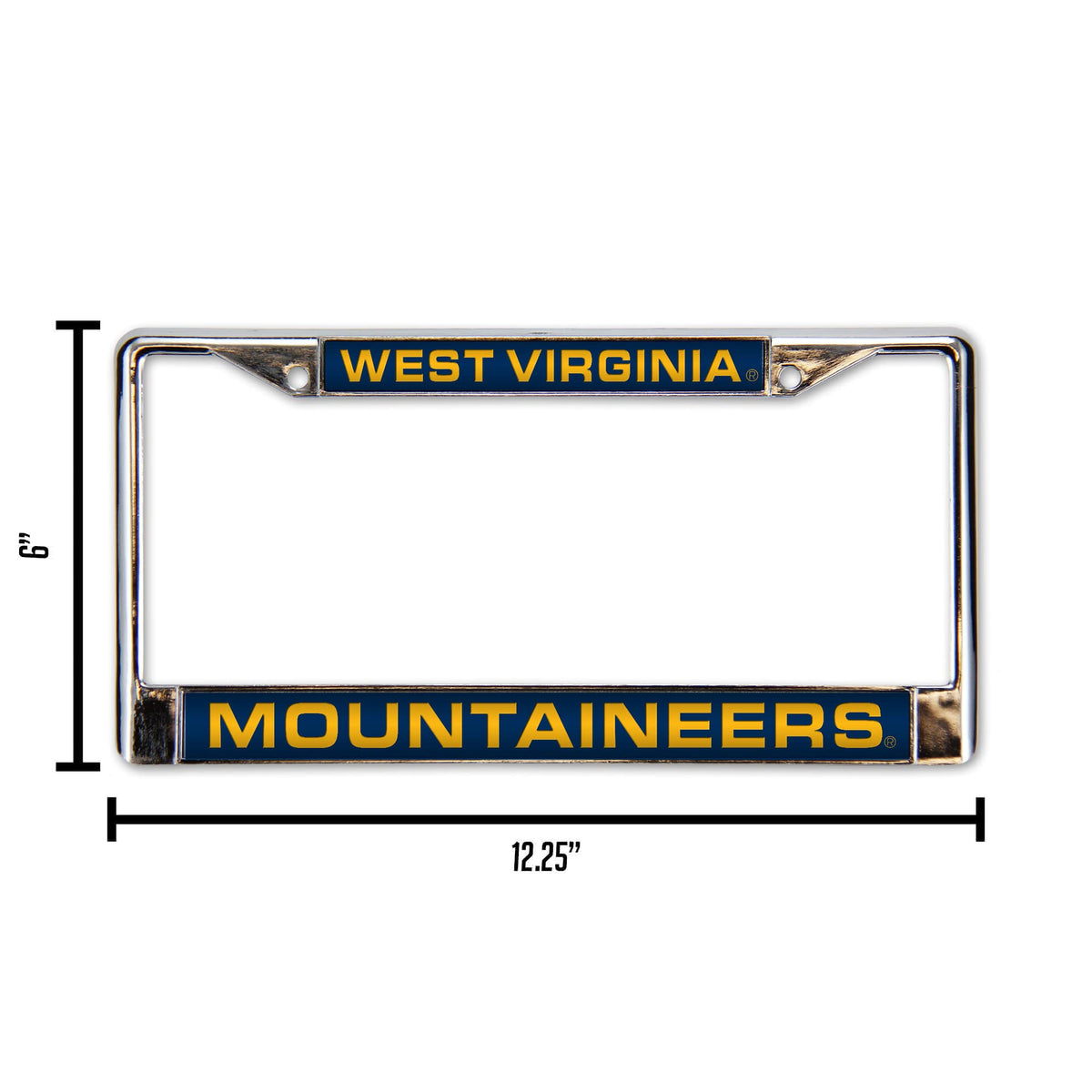 Collegiate W. Virginia U Blue Laser Chrome Acrylic License Plate Frame QGC7009