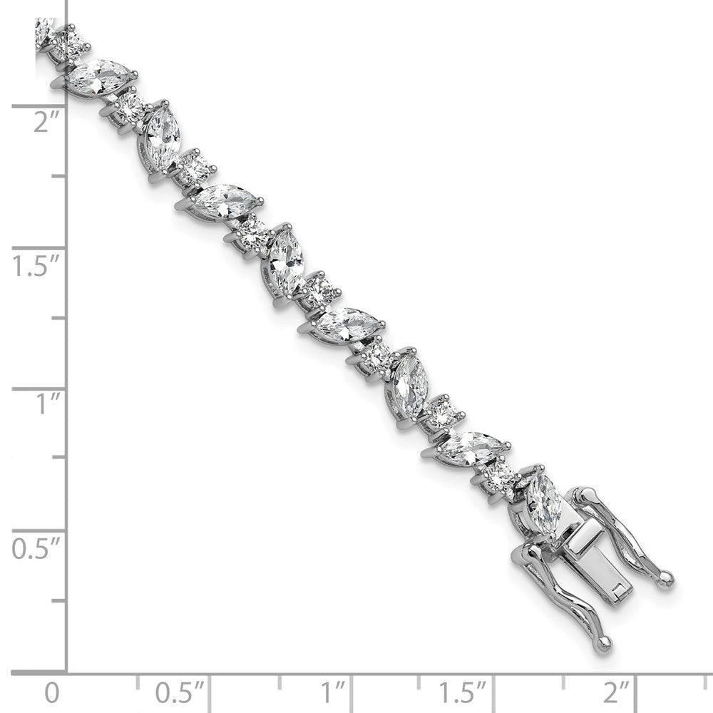 Cheryl M Sterling Silver Rhodium-plated Polished Fancy Marquise CZ Bracelet 7.25 inches