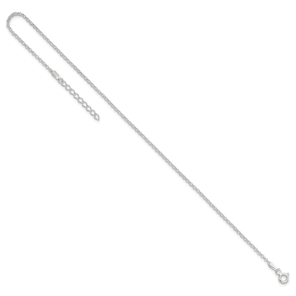 Sterling Silver 1.5mm Rolo 9in Plus 1in ext. Chain Anklet 9 inches