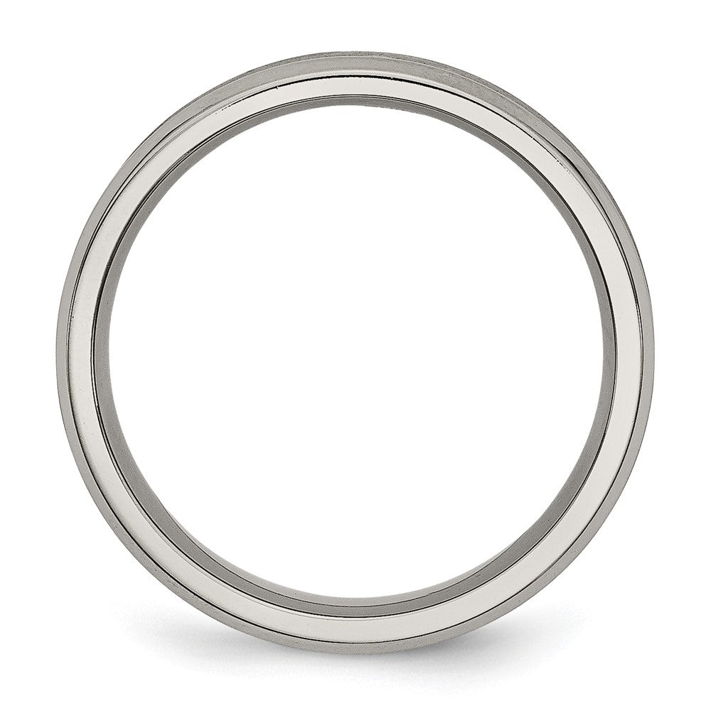 Titanium Brushed & Polished Concave 6mm Beveled Edge Band Size - 8.5