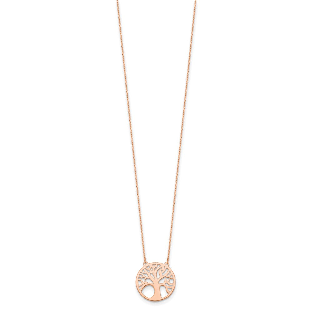 14K Rose Gold Polished Tree of Life Necklace