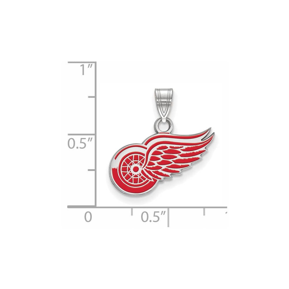 LogoArt NHL Detroit Red Wings Sterling Silver Small Enamel Pendant