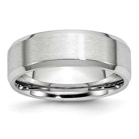 Cobalt Satin and Polished Beveled Edge 7mm Band Size - 11.5