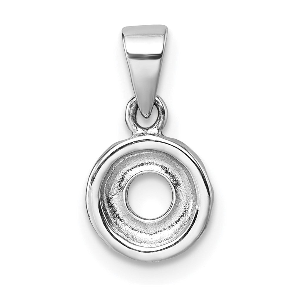Sterling Silver Rhodium-plated Children's Brown with Pink and White Enamel Sprinkled Donut Pendant