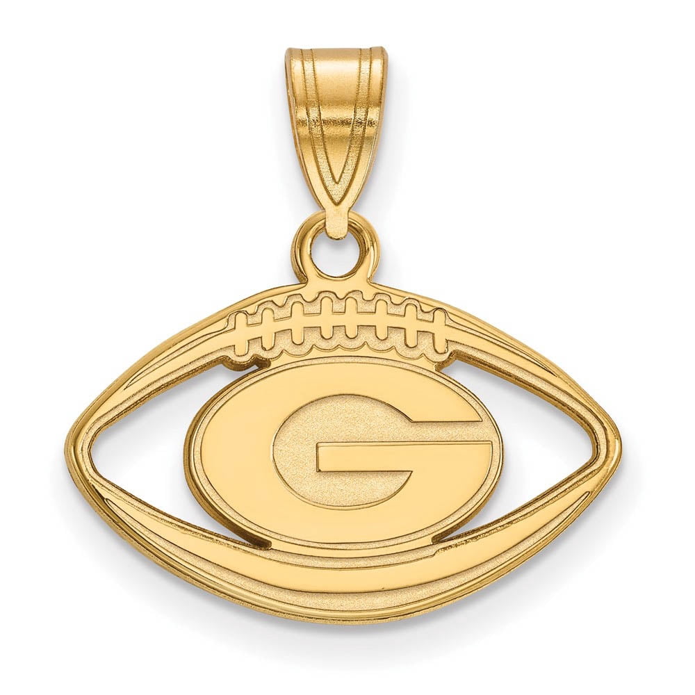 Beautiful Sterling Silver w/GP LogoArt University of Georgia Pendant in Football