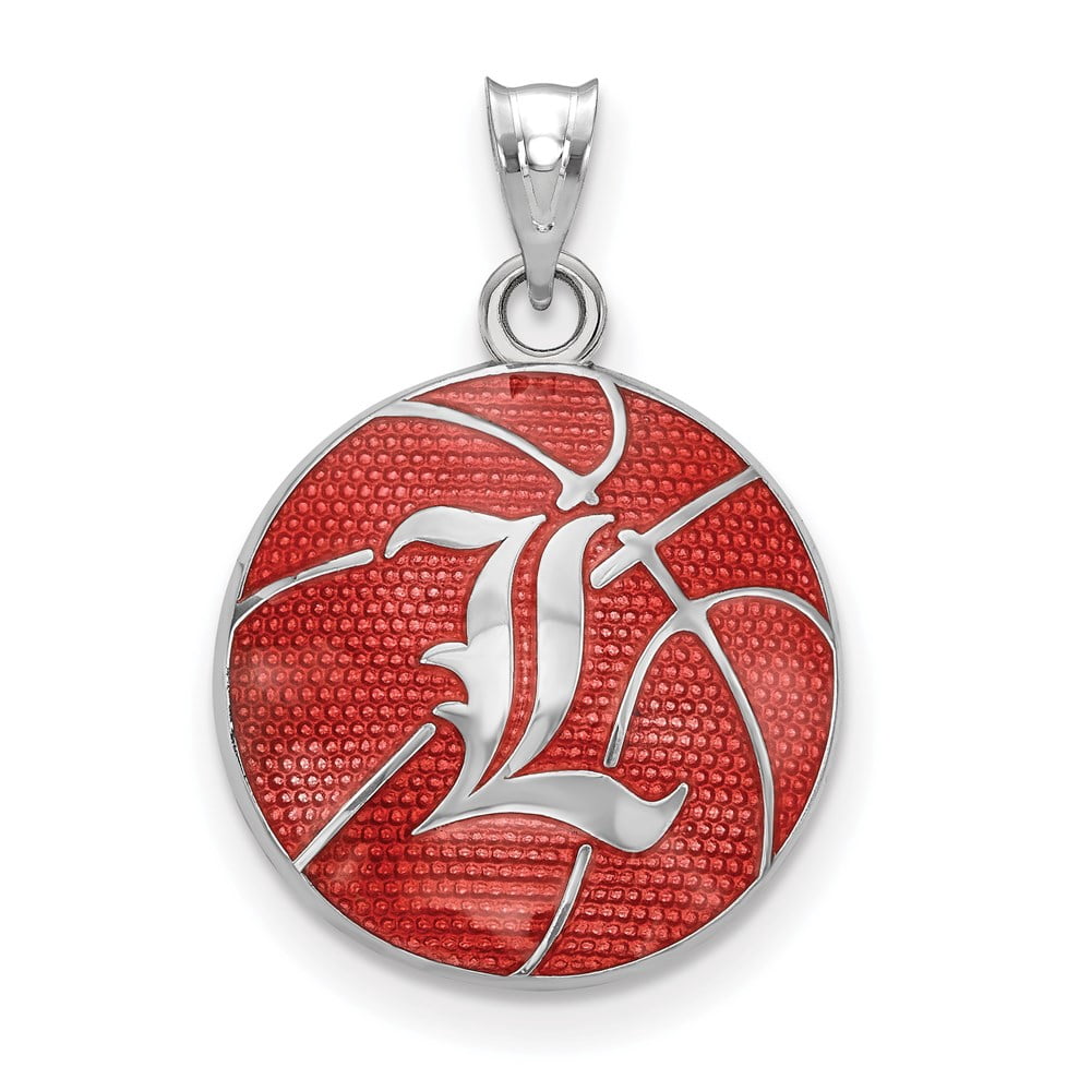 Logoart 925 Sterling Silver Univ. Of Louisville Enameled Basketball Pendant