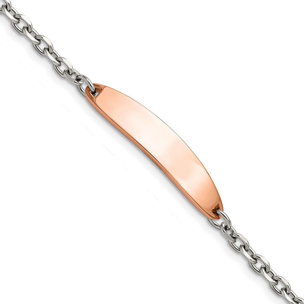 Stainless Steel Polished Rose IP-plated 7in ID Bracelet 7 inches