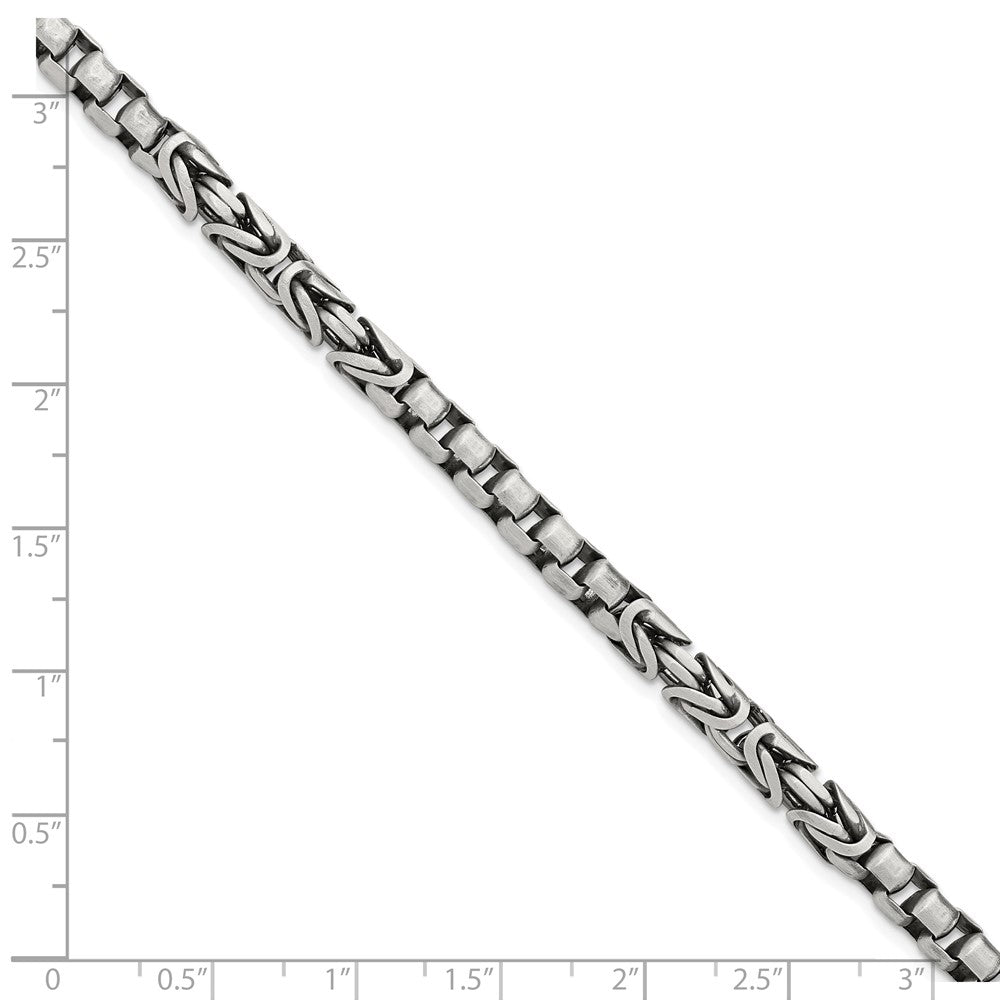 Sterling Silver Mens Antiqued Brush Byzantine/Box Link Bracelet 8.5 inches