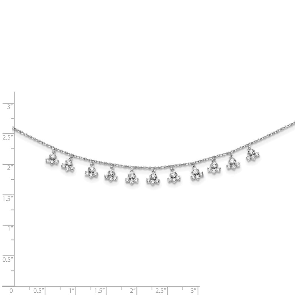 Sterling Shimmer Sterling Silver Rhodium-plated 18 inch 46 Stone 13 Cluster Stations CZ Necklace
