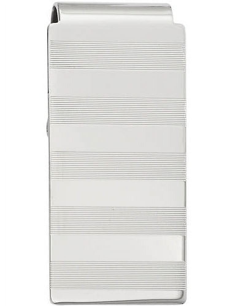 Primal Rhodium-plated Stripes Engravable Hinged Money Clip