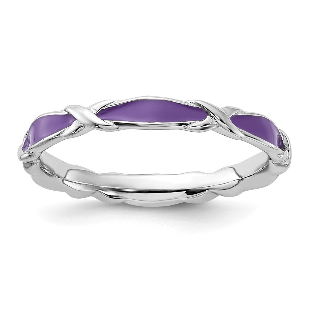 Sterling Silver Stackable Expressions Purple Enameled Ring