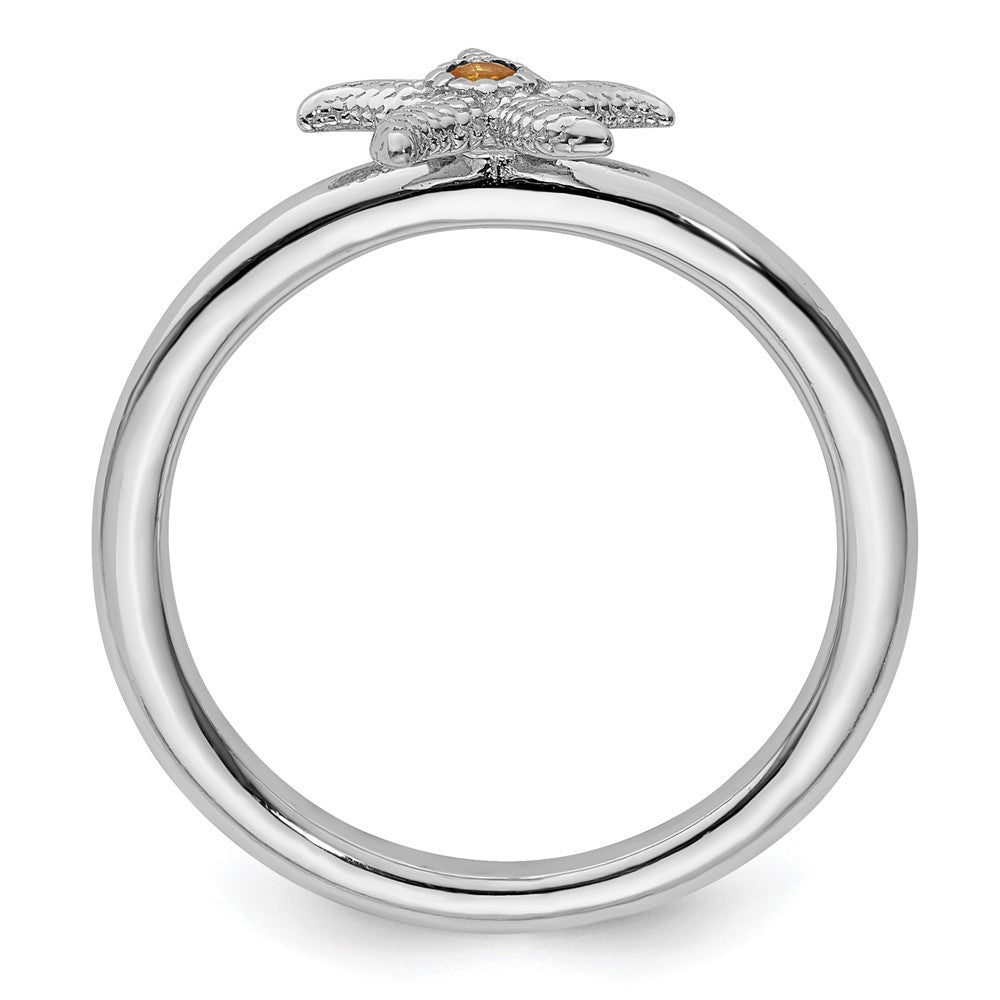 Sterling Silver Stackable Expressions Citrine Starfish Ring Size -8