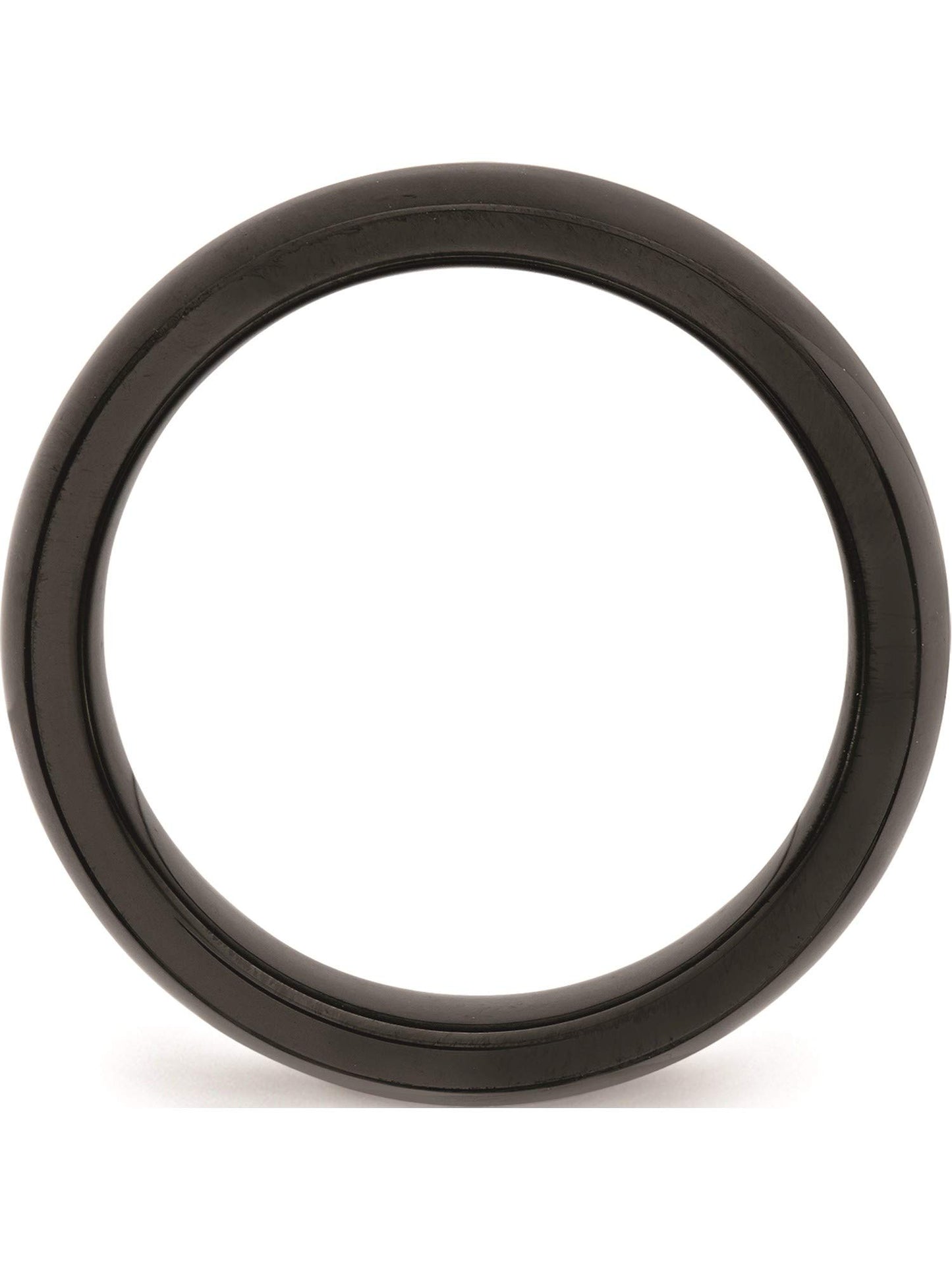 Ceramic Black and White 6mm Polished Band Size - 7.5