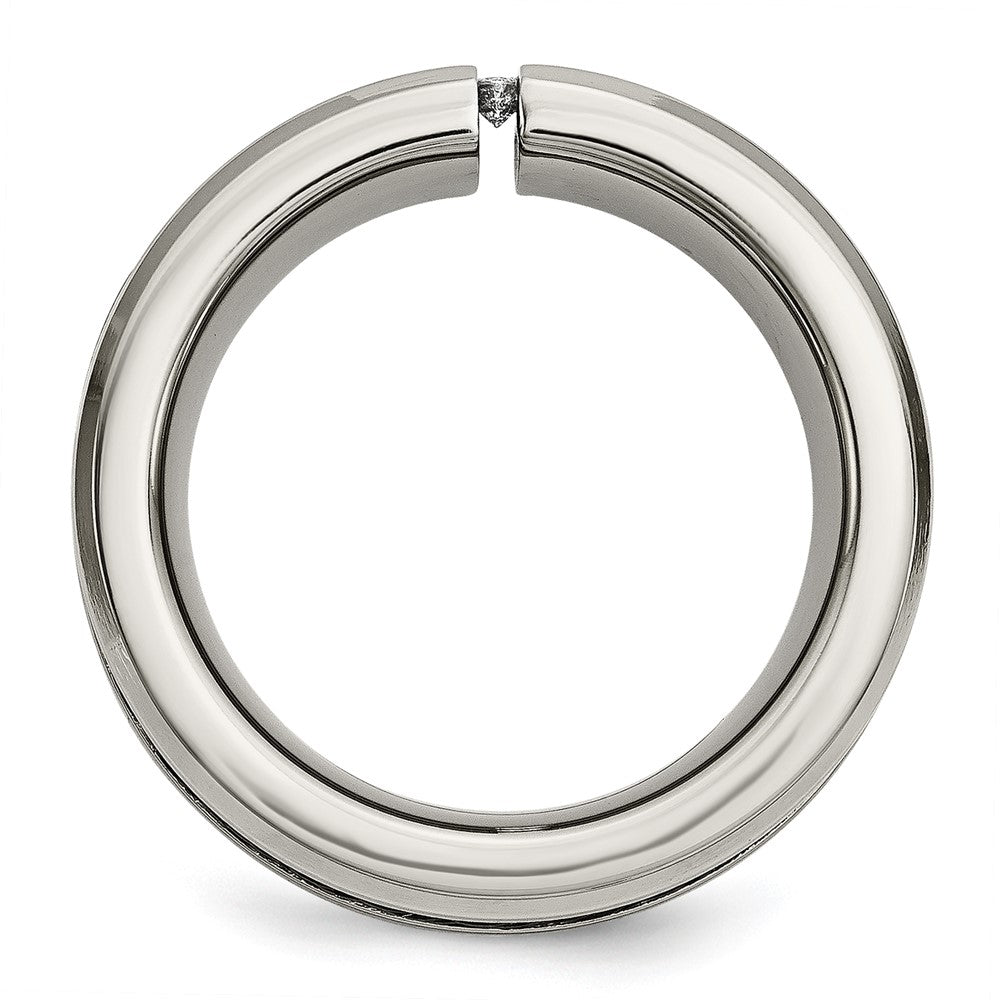 Titanium Brushed/Polished Black IP Cable 1/20ct Diamond 10mm Band Size - 9