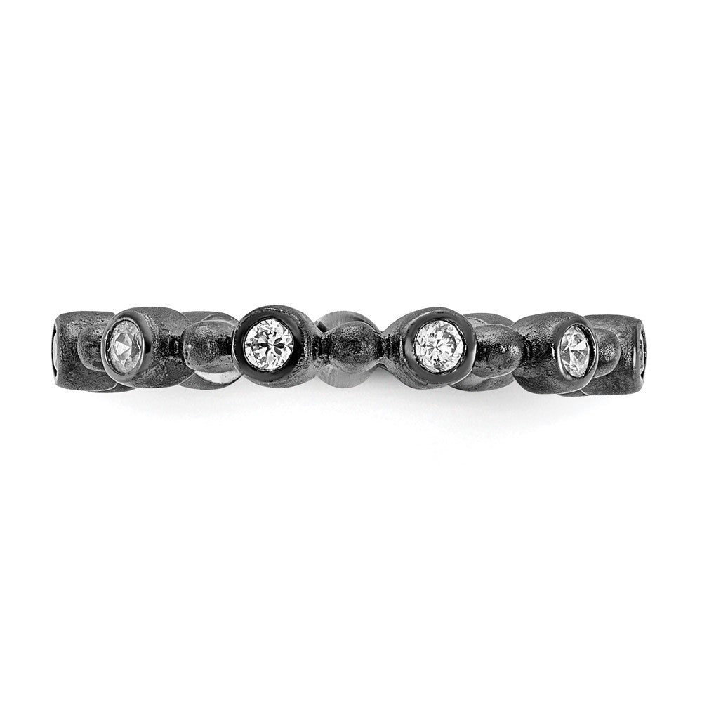 Sterling Silver Black Rhodium-plated CZ Ring
