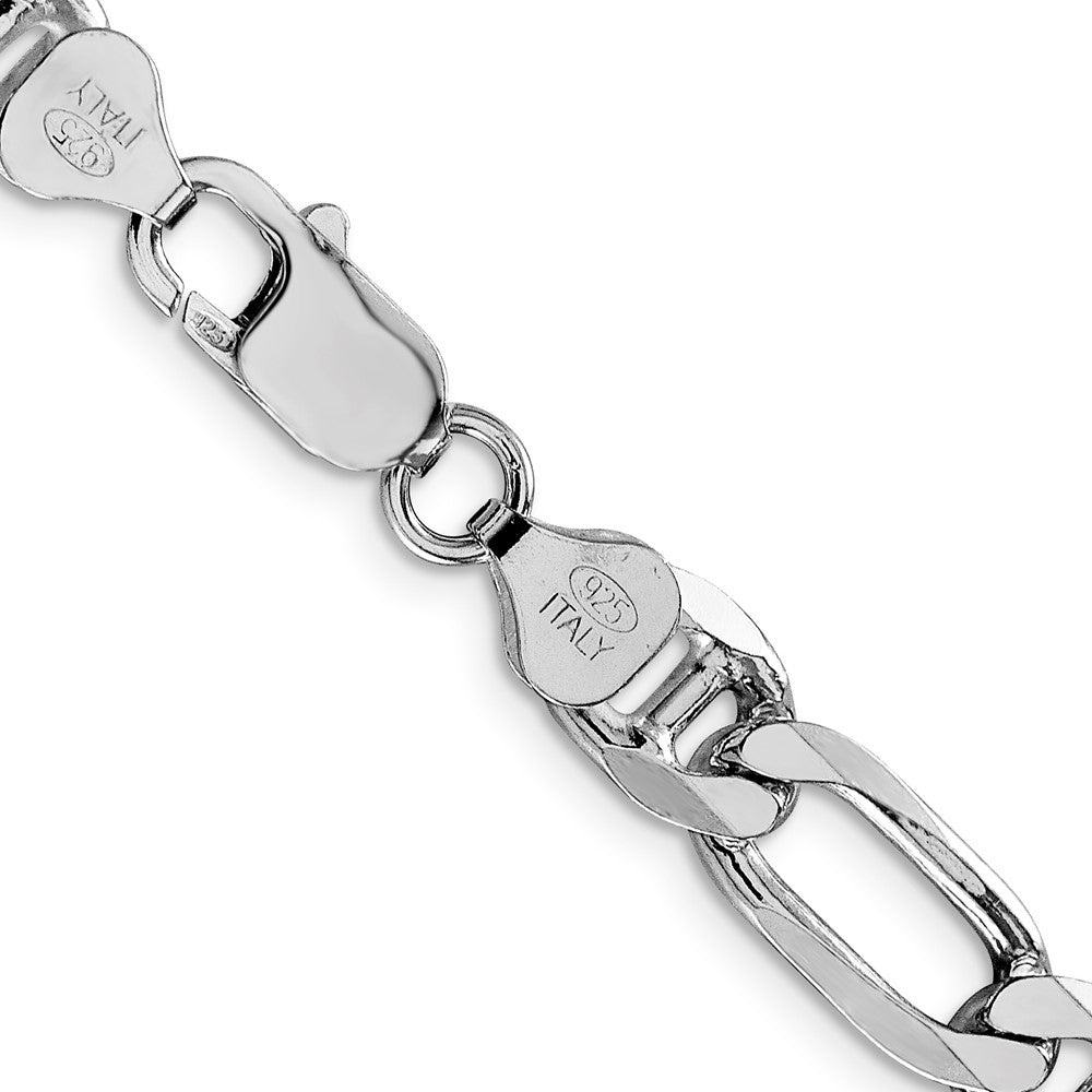 Sterling Silver Rhodium-plated 8.25mm Figaro Anchor Chain 24 Inches