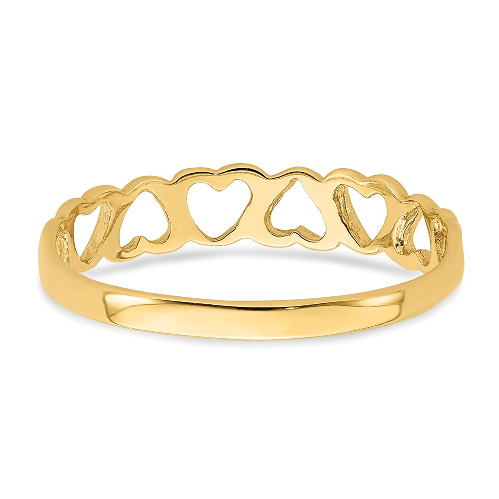14k Polished Hearts Ring Size 7