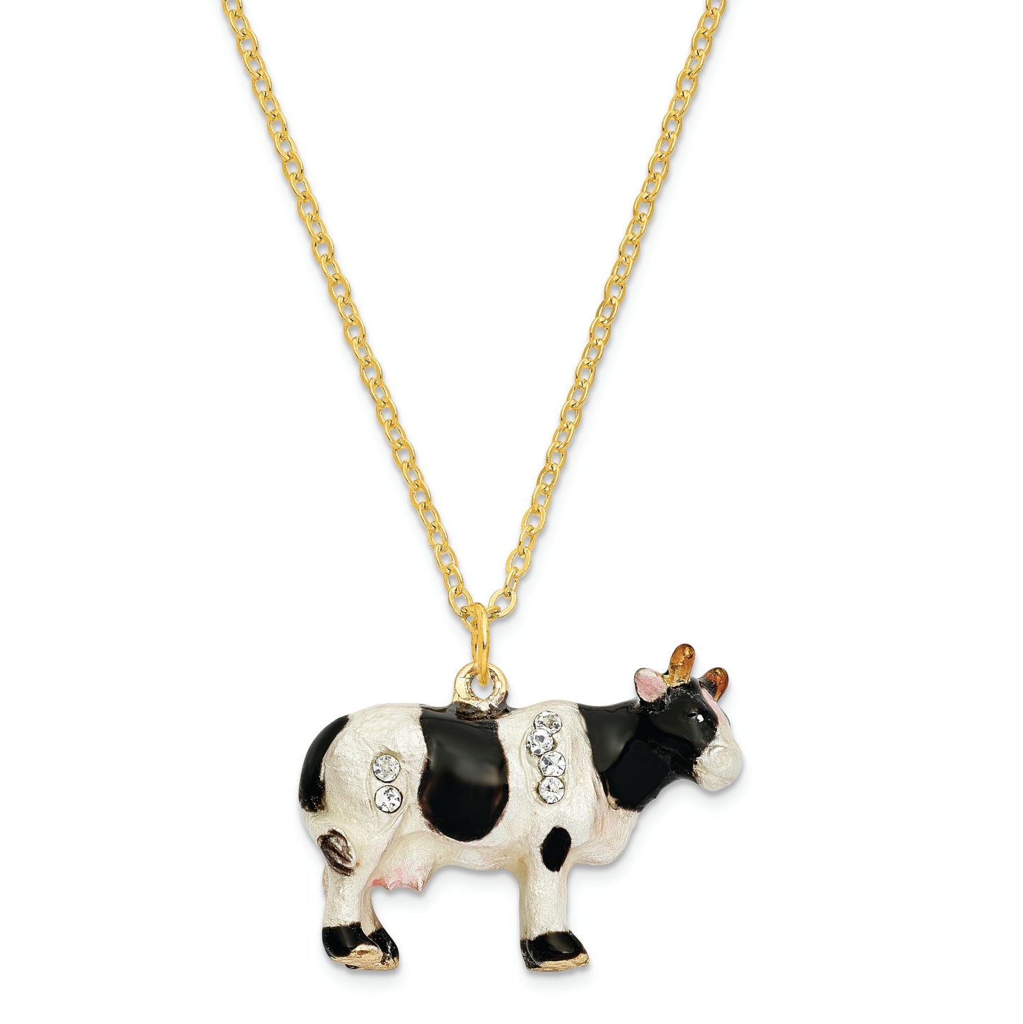 Pewter Black White Cow Trinket Box