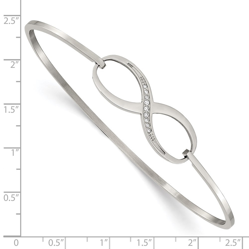Stainless Steel Polished w/CZ Infinity Symbol Bangle 7.25 inches