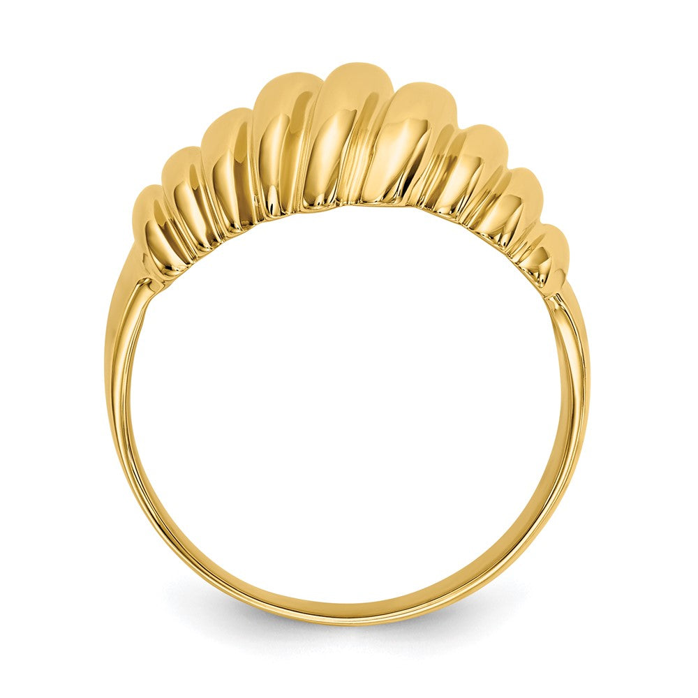 14k Polished Scalloped Dome Ring Size 7