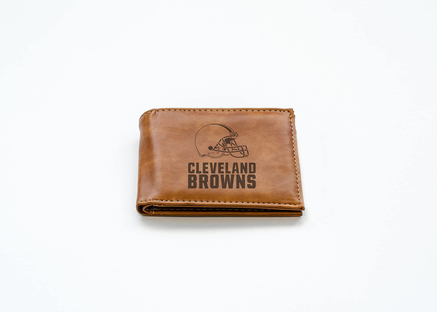 Rico Industries Football Cleveland Browns Brown Laser Engraved Bill-fold Wallet - Slim Design - Great Gift