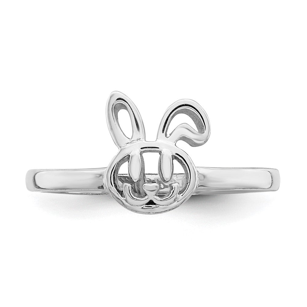 Sterling Silver Rhodium-plated Childs Bunny Ring