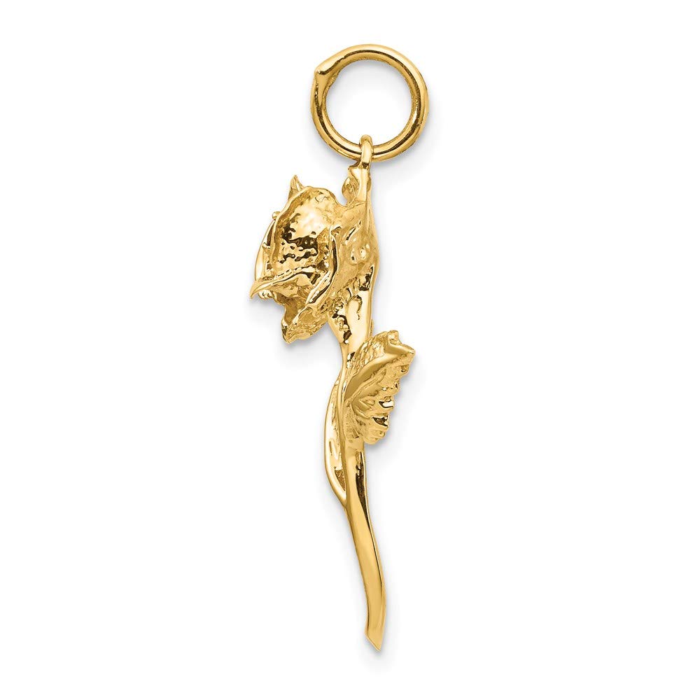14k CZ Rose Charm Yellow Gold