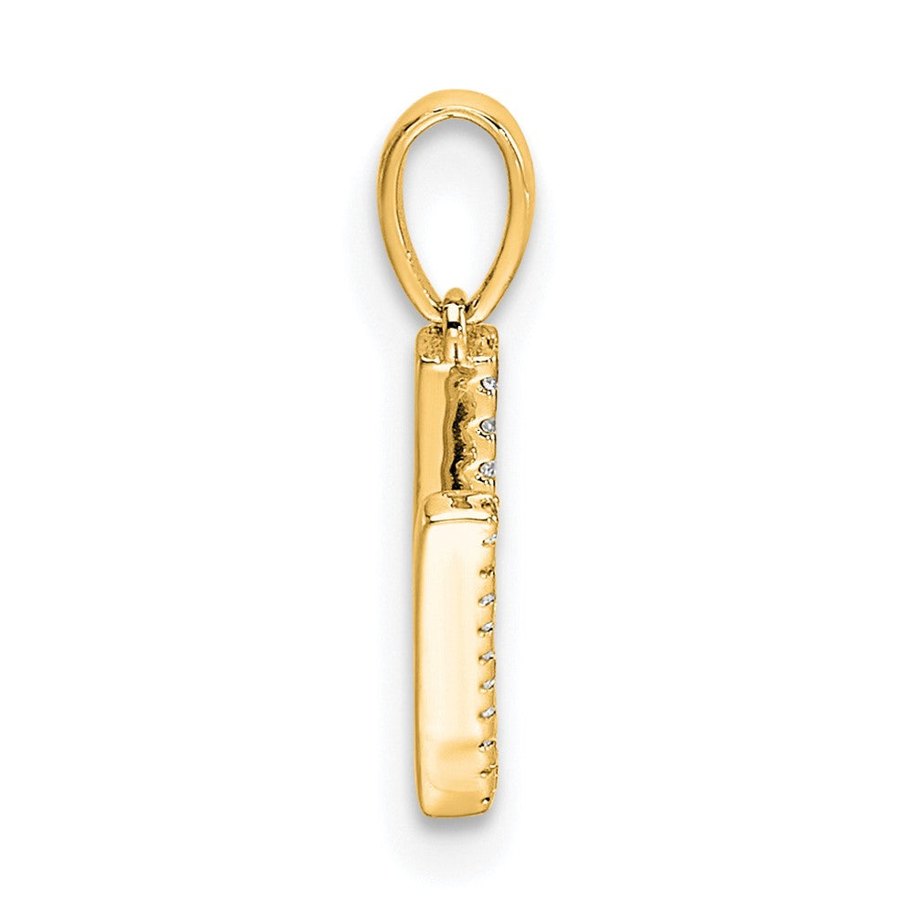 10K Diamond Letter V Initial Pendant