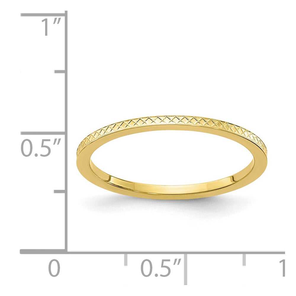 10K Yellow Gold 1.2mm Criss-Cross Pattern Stackable Band Size 6.5