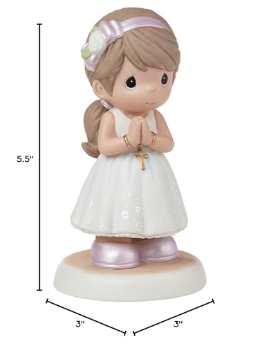 Precious Moments Blessings On Your First Communion Brunette Hair/Medium Skin Girl Figurine, Count 1