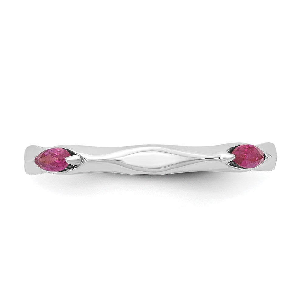 Sterling Silver Stackable Expressions Rhodium-plated Created Ruby Ring Size -7