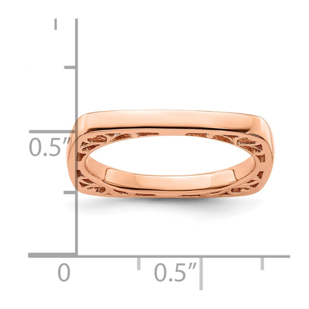 Sterling Silver Stackable Expressions Polished Pink-plated Square Ring Size -8