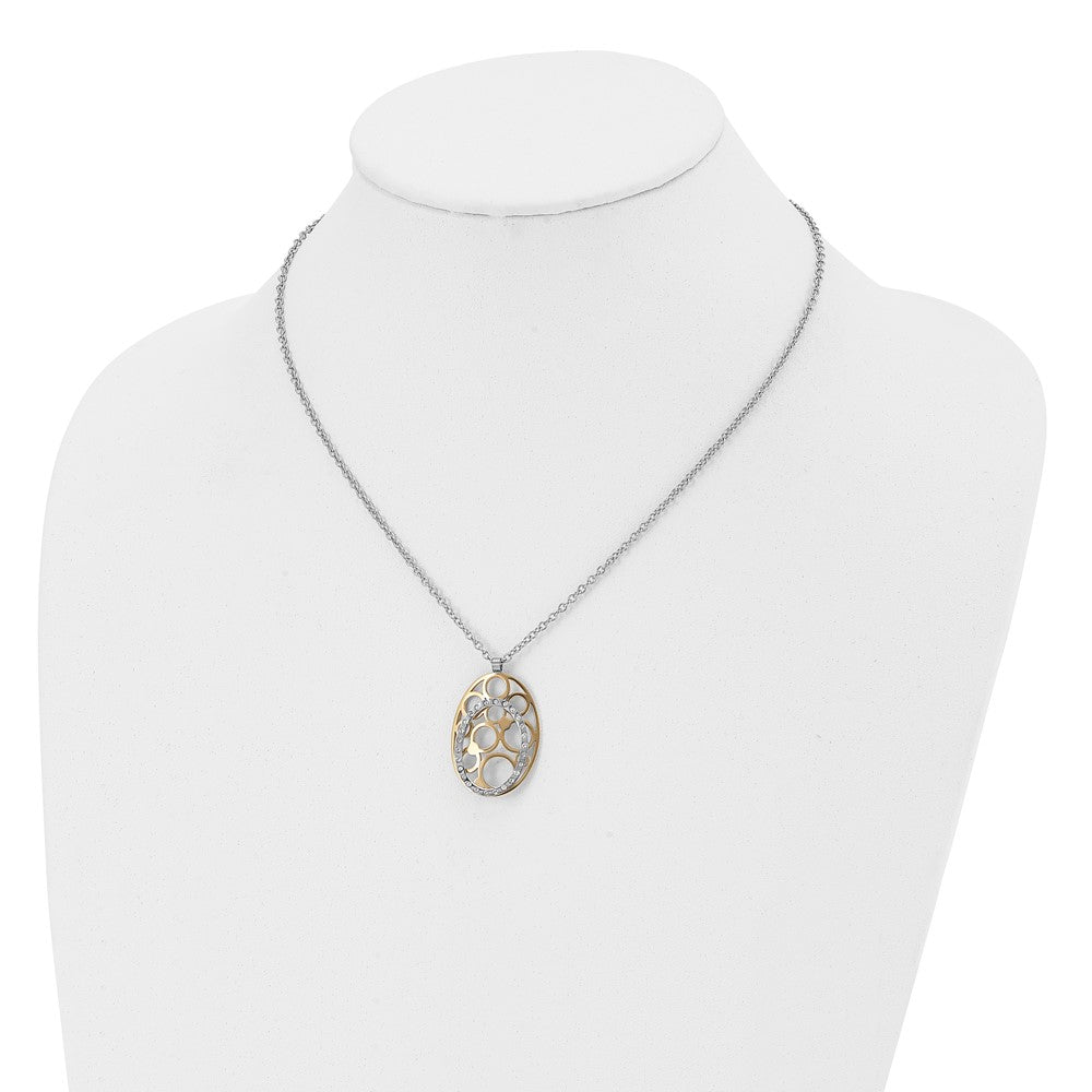 Stainless Steel Polished Yellow IP-plated Crystals 1.75in ext Necklace