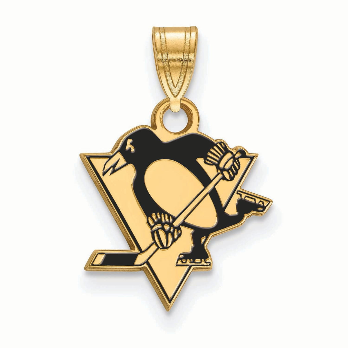 Sterling Silver Gold Plated NHL LogoArt Pittsburgh Penguins Enamel Pendant