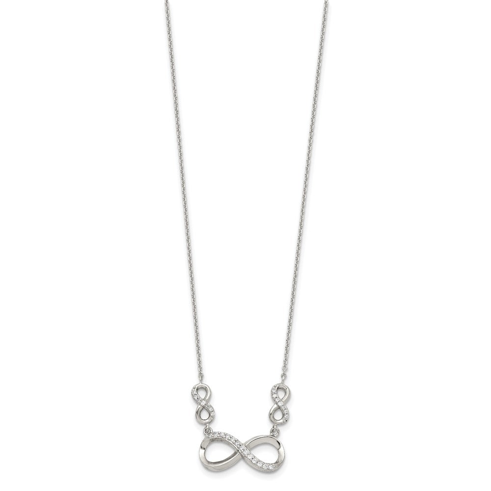 Sterling Silver Rhodium-plated Polished CZ Infinity Symbol Necklace 18 Inches